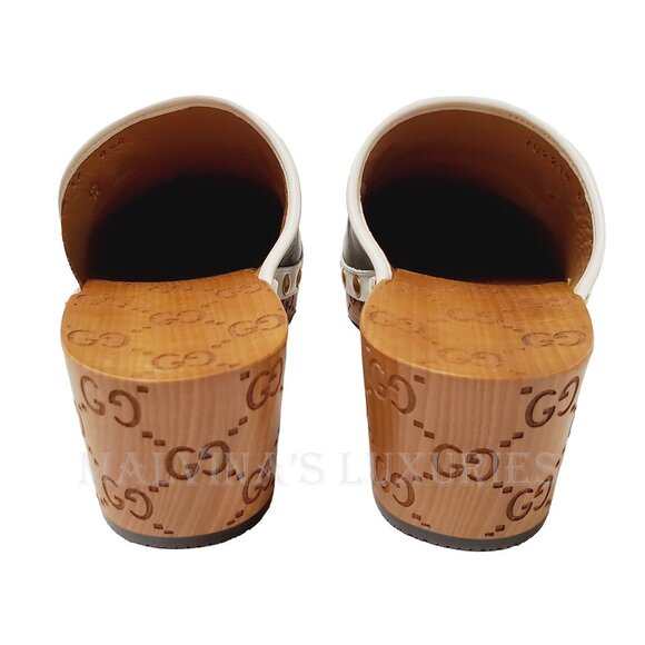 GUCCI SHOES ADIDAS X TREFOIL LEATHER HORSEBIT CLOG MULES sz 37 7 - Picture 12 of 16